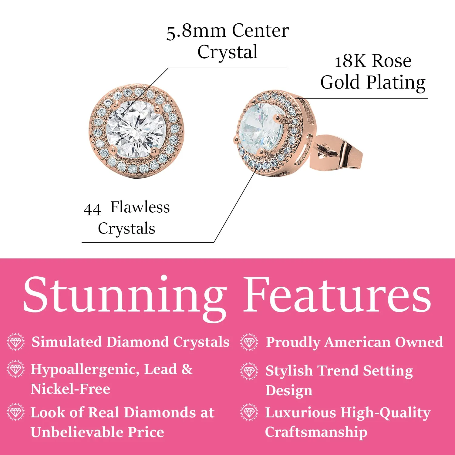Mariah 18k White Gold Plated Round Cut CZ Halo Stud Earrings - Fab Friday
