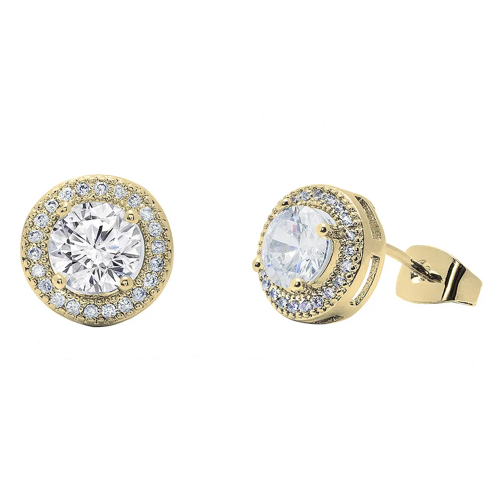 Mariah 18k White Gold Plated Round Cut CZ Halo Stud Earrings - Fab Friday