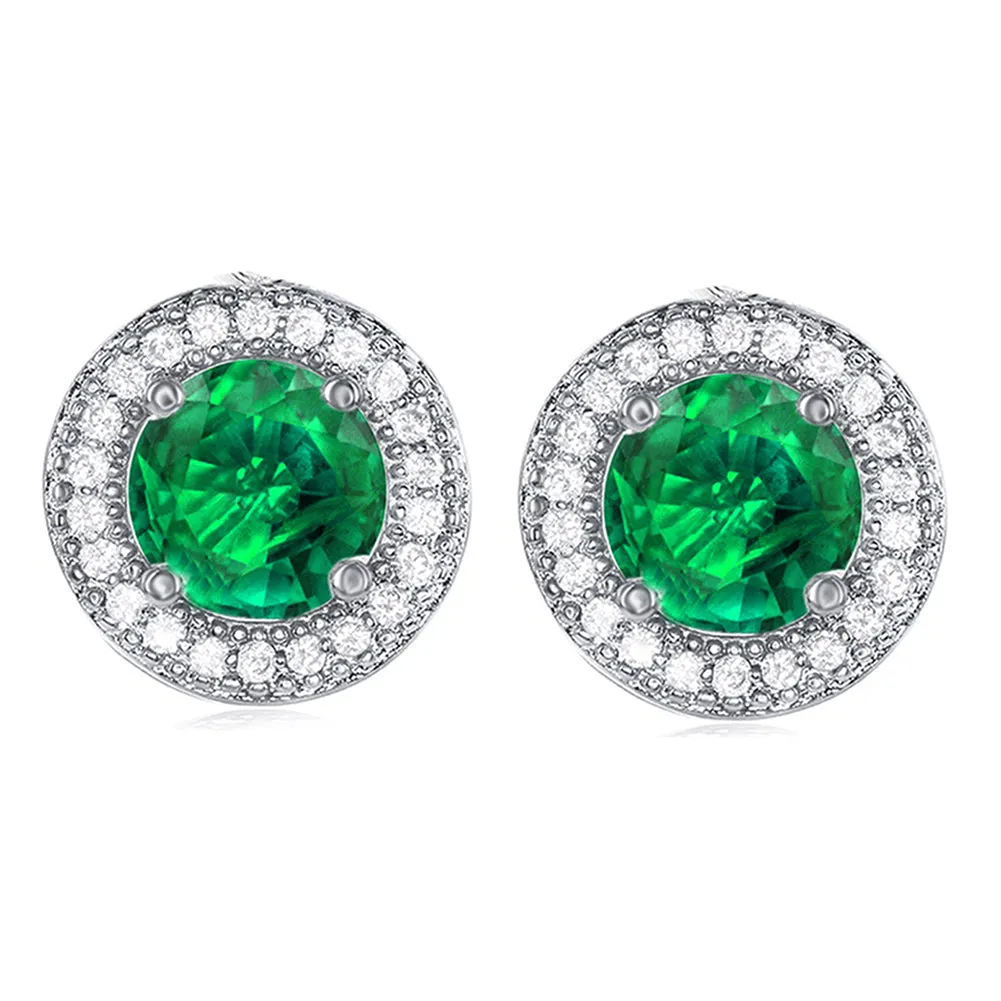 Mariah 18k White Gold Plated Round Cut CZ Halo Stud Earrings - Fab Friday