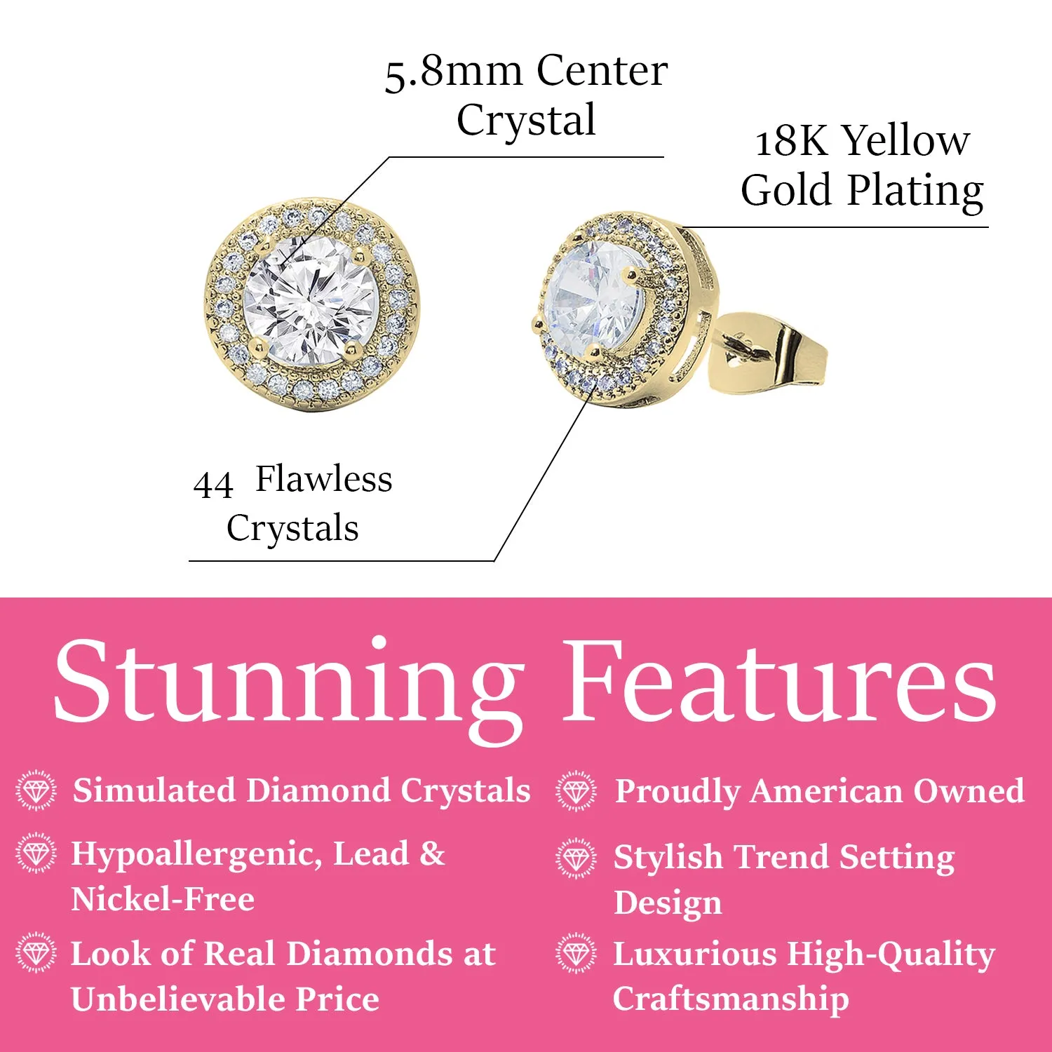 Mariah 18k White Gold Plated Round Cut CZ Halo Stud Earrings - Fab Friday