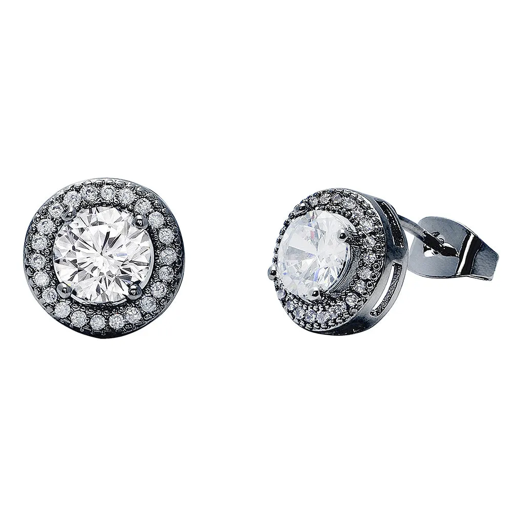 Mariah 18k White Gold Plated Round Cut CZ Halo Stud Earrings - Fab Friday