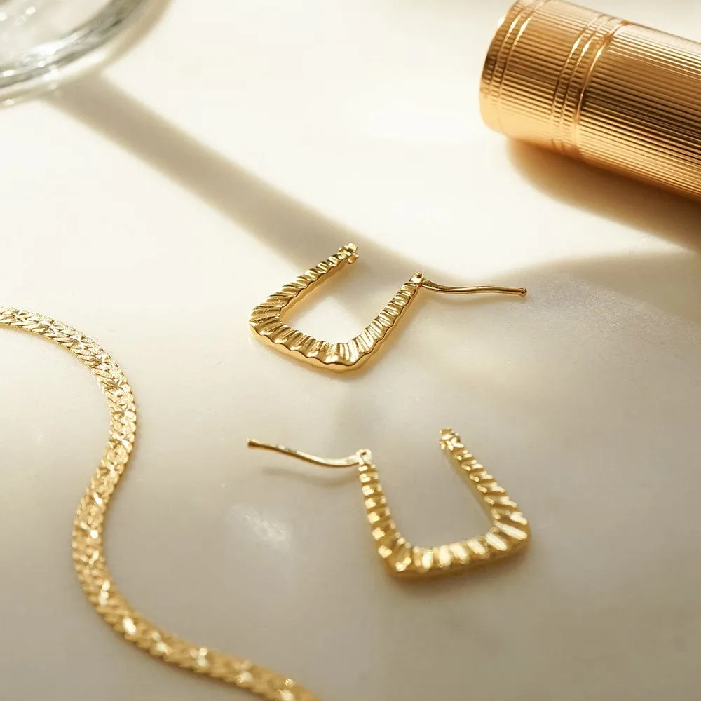 Maxi Ridged Creole Hoop Earrings 18ct Gold Plate