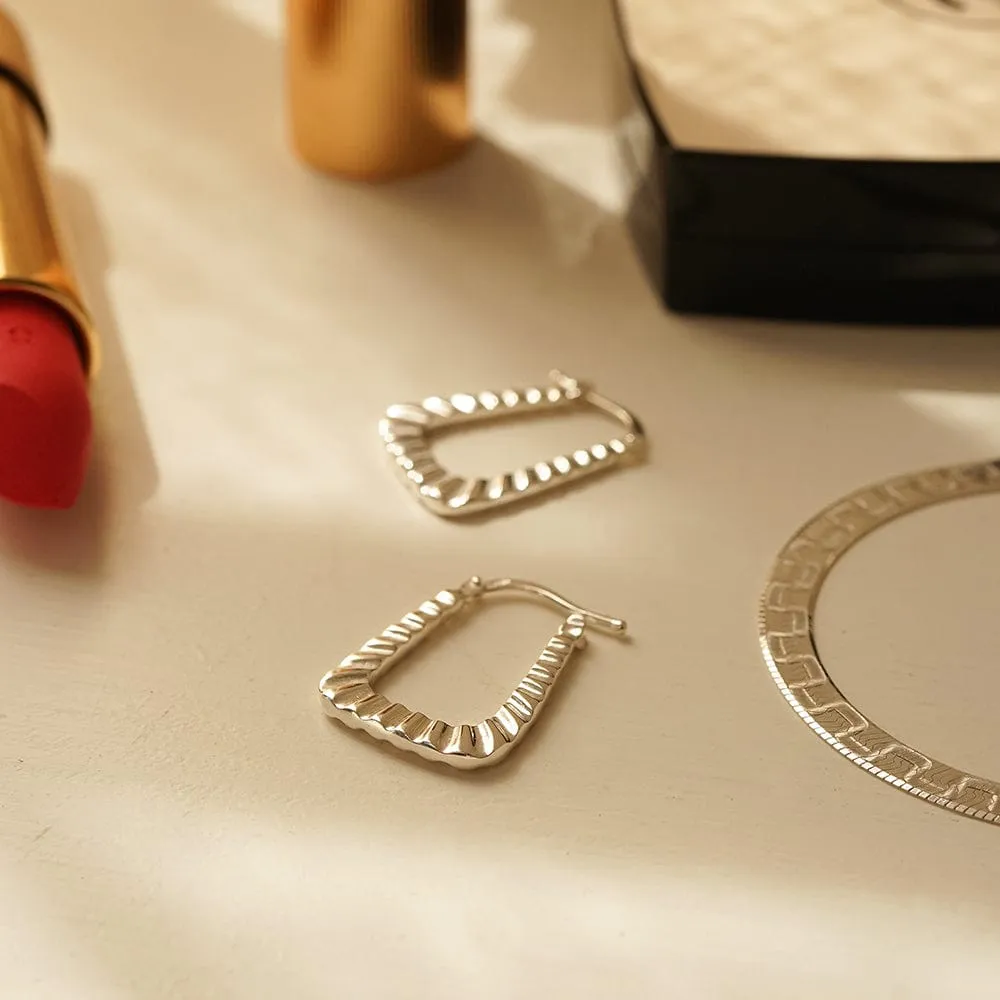 Maxi Ridged Creole Hoop Earrings Sterling Silver