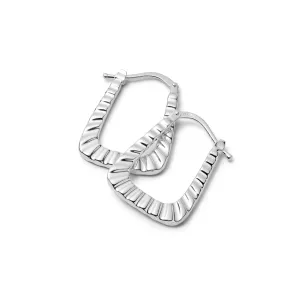 Maxi Ridged Creole Hoop Earrings Sterling Silver