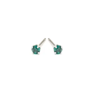 May Birthstone Stainless Steel Stud Earrings