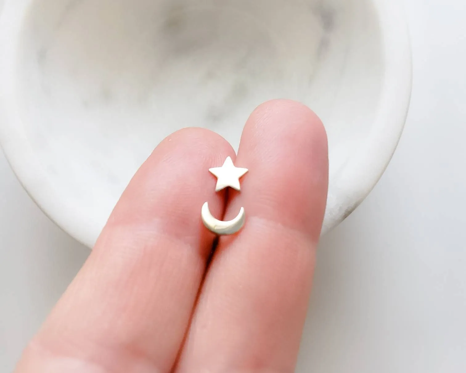 Mix & Match Crescent Moon and Star Studs