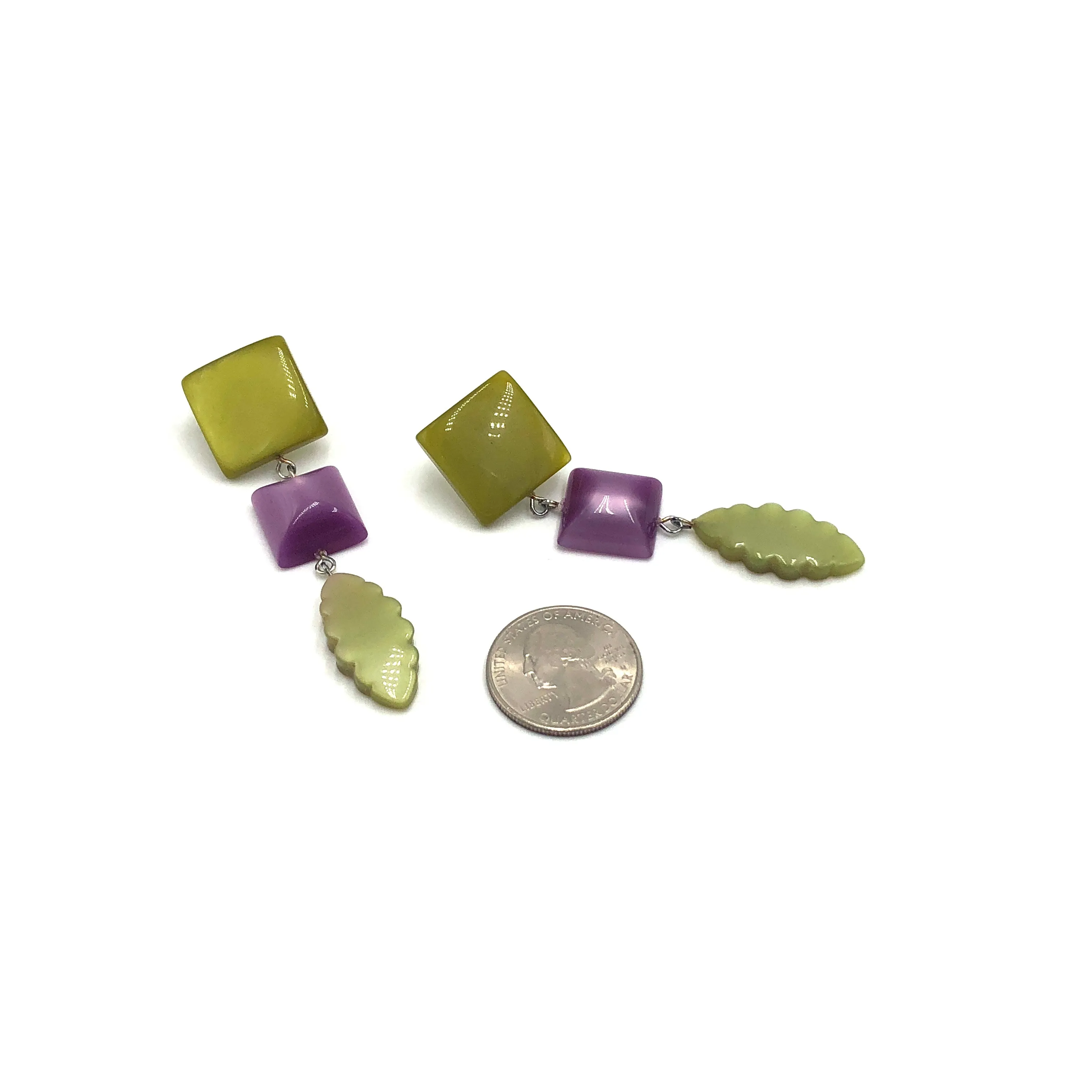 Moss & Lilac Ivy Leaf Statement Drop Earrings *