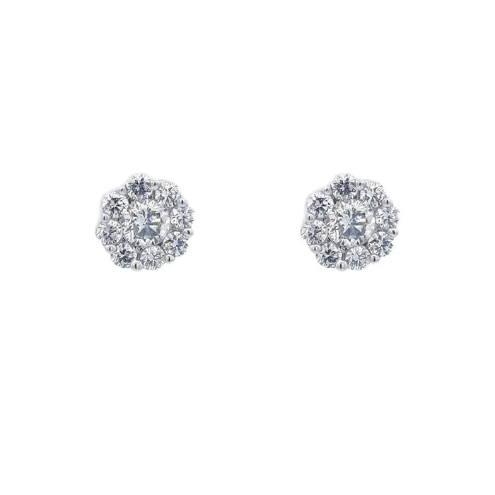 Mountz Collection 1.0CTW Diamond Cluster Earrings in 14K White Gold