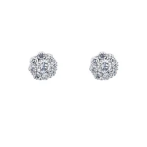 Mountz Collection 1.0CTW Diamond Cluster Earrings in 14K White Gold