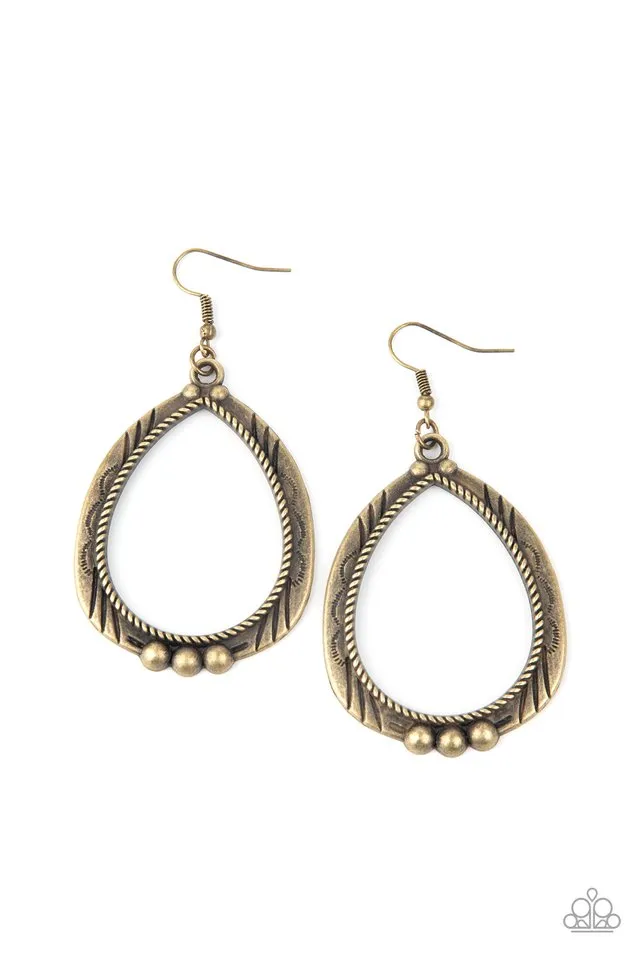 Paparazzi Earring ~ Terra Topography - Brass