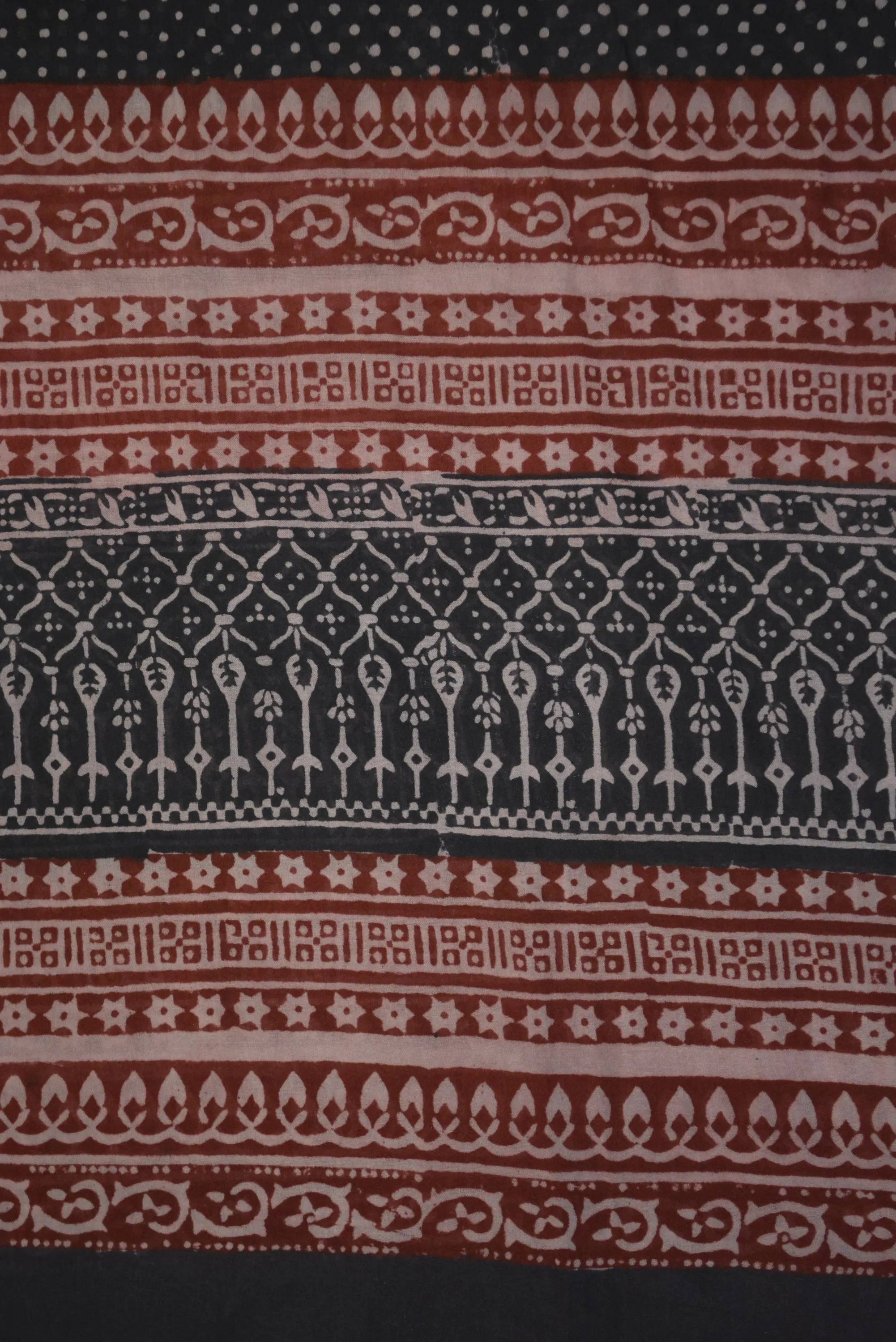 Red and Black Paisely Design Hand Block Printed Naturally Dyed