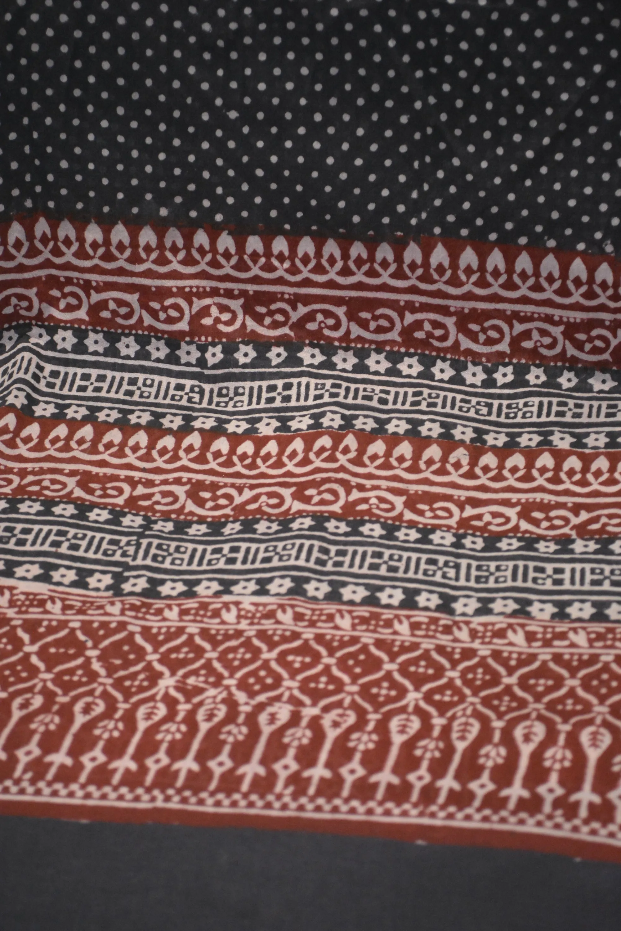 Red and Black Paisely Design Hand Block Printed Naturally Dyed
