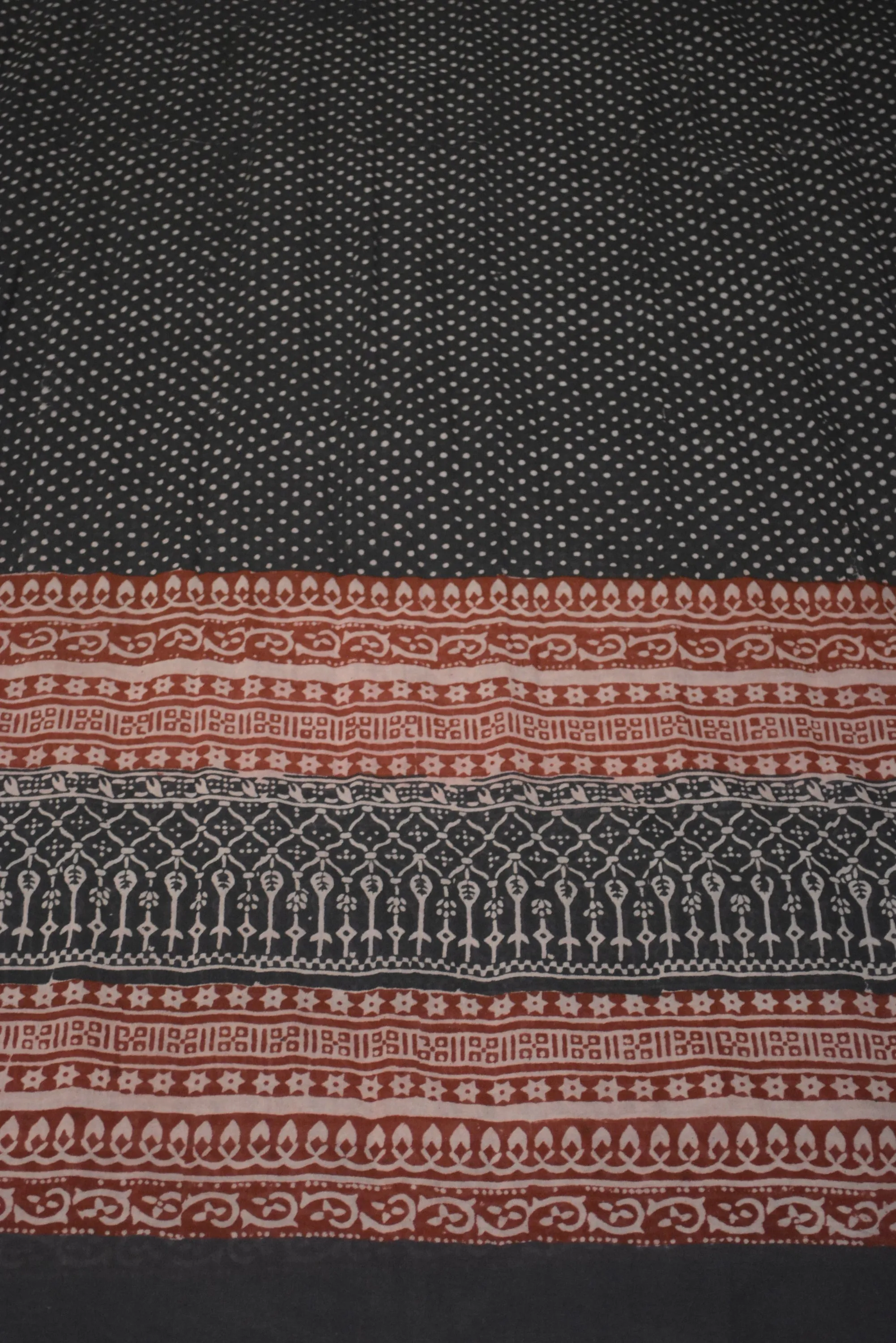 Red and Black Paisely Design Hand Block Printed Naturally Dyed