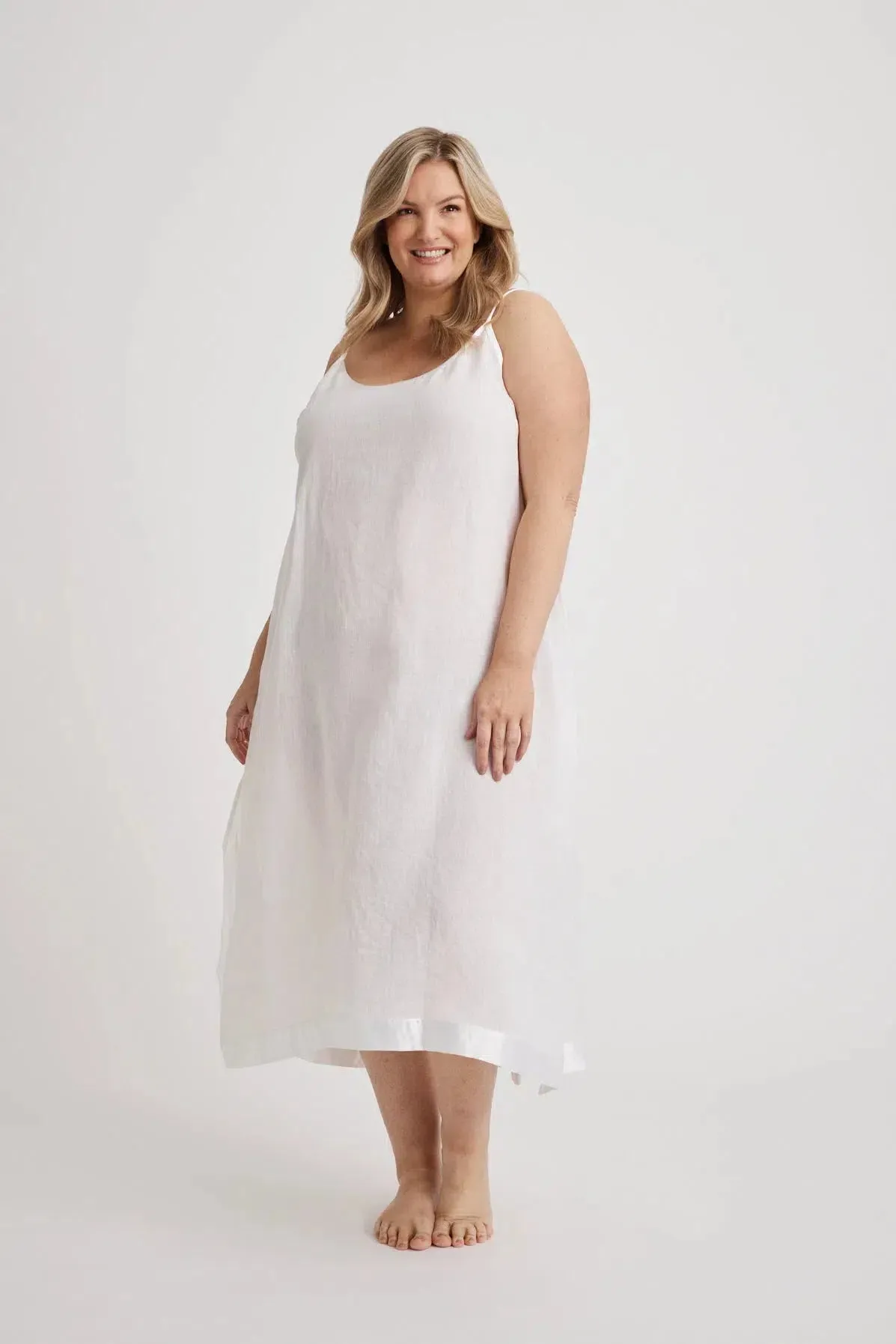 Renae - Slip Nightdress - Long - White