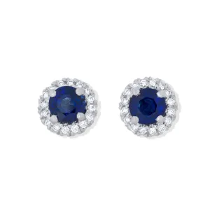 Sapphire and Diamond Halo Stud Earrings