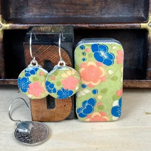 Sixpence Earrings and Teeny Tiny Tin Posy Green