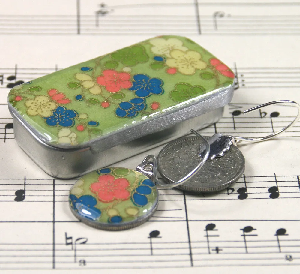 Sixpence Earrings and Teeny Tiny Tin Posy Green