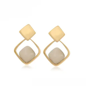 Stainless Steel Dangling Earring 18ct Gold Plating 28mm by 18mm