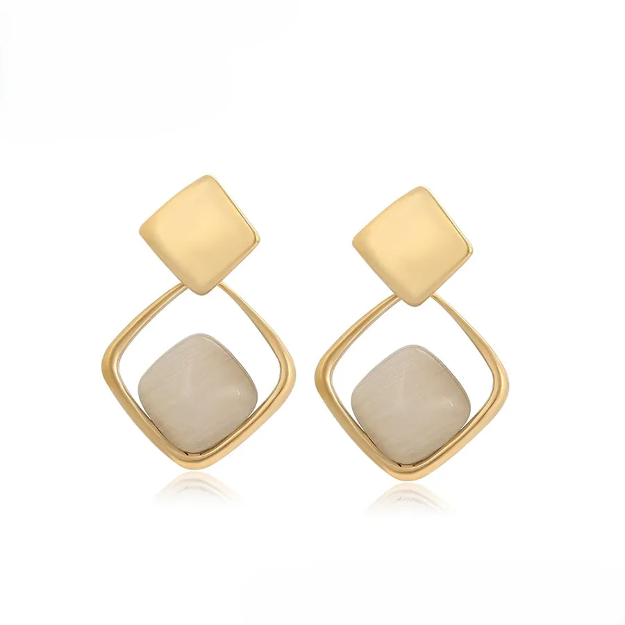 Stainless Steel Dangling Earring 18ct Gold Plating 28mm by 18mm