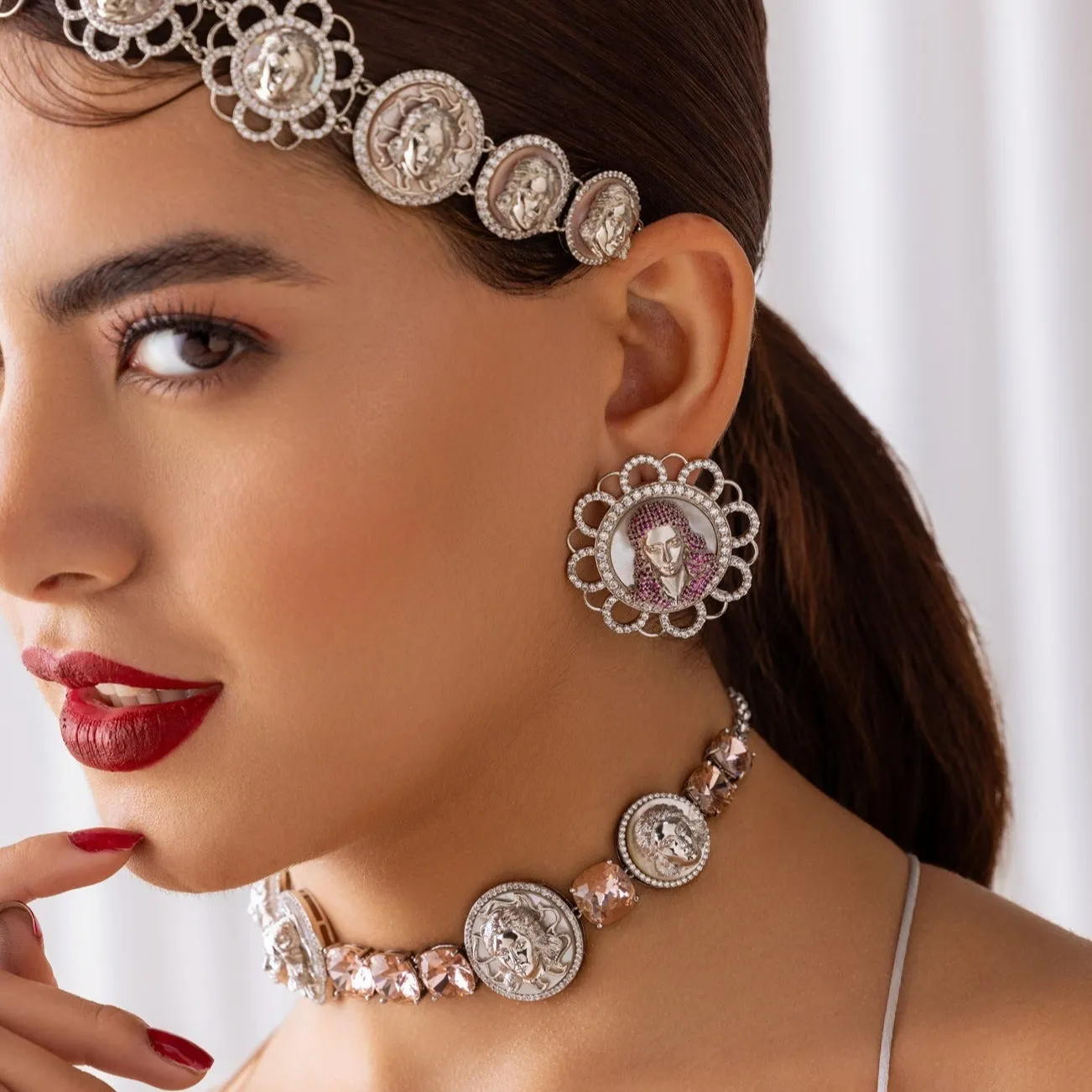 Starlit Serenade Stud Earrings - Silver Plated