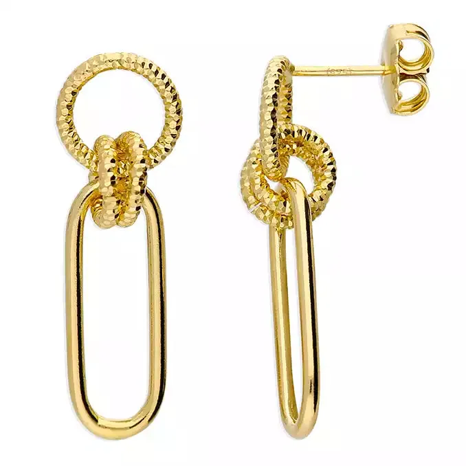 Sterling Silver Gold Plated Paperclip Drop Earrings