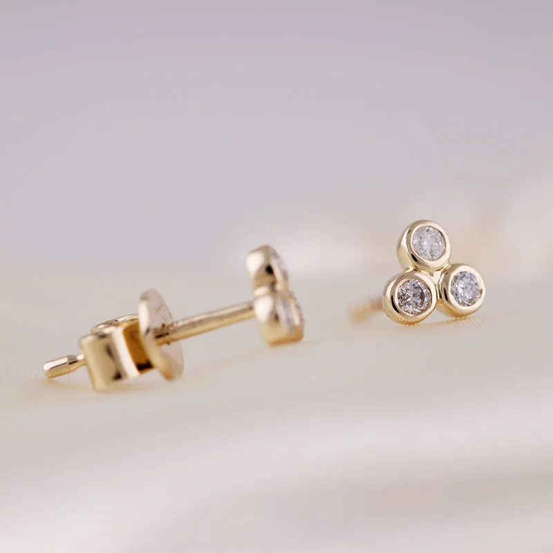Triple Bezel Diamond Earrings 0.13ct