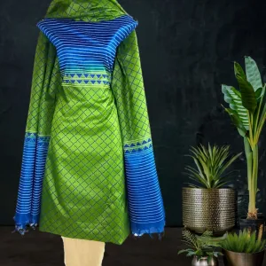 Tussar Silk Dress Material with Geometrical Print
